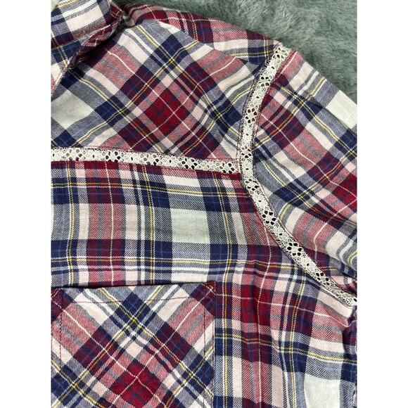 Women’s GUESS Red Blue White Plaid Button-Down Shirt S – Excellent - Picture 6 of 12